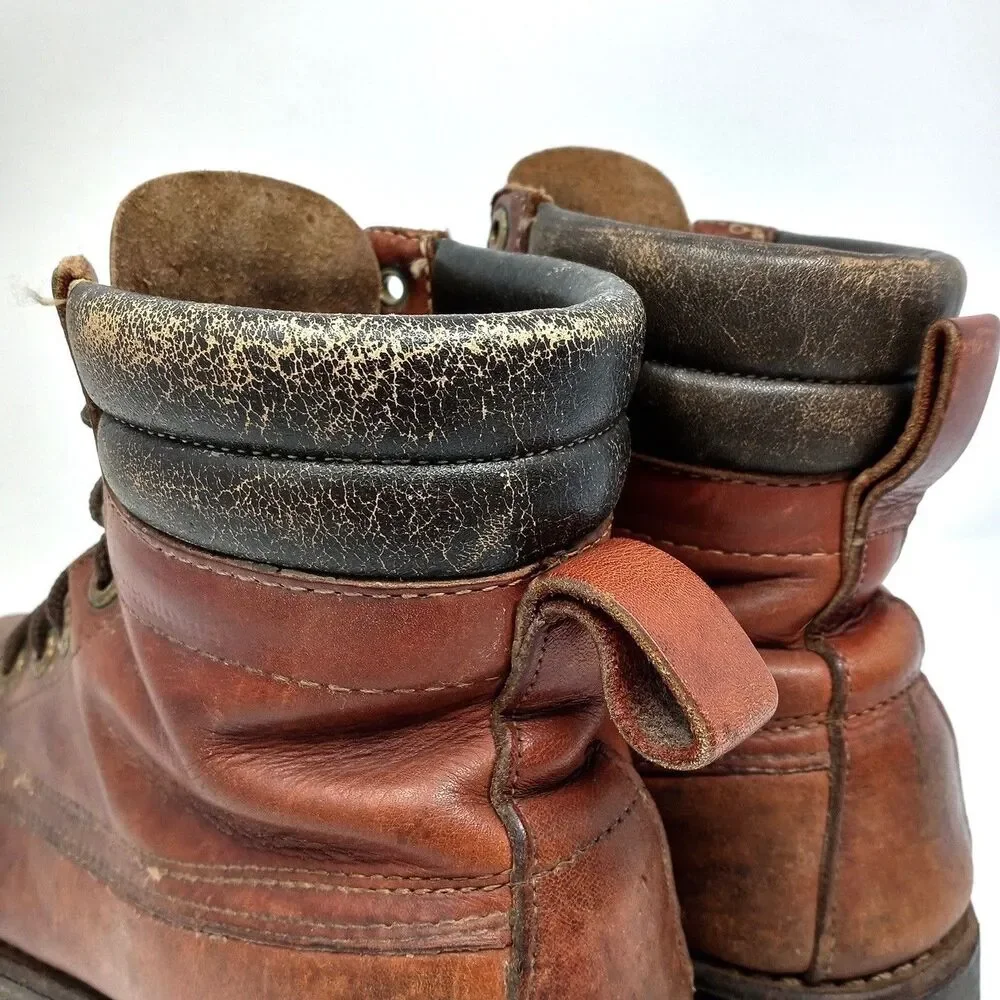 Vintage HERMAN Made in USA Leather Work Boot Size 7.5 VIBRAM Sole